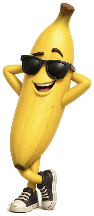 Illustration of a cheerful banana, the Mr.Banana Alarm mascot